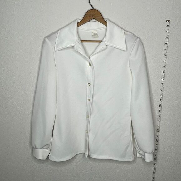 Vintage Polyester White Blouse - Picture 6 of 7